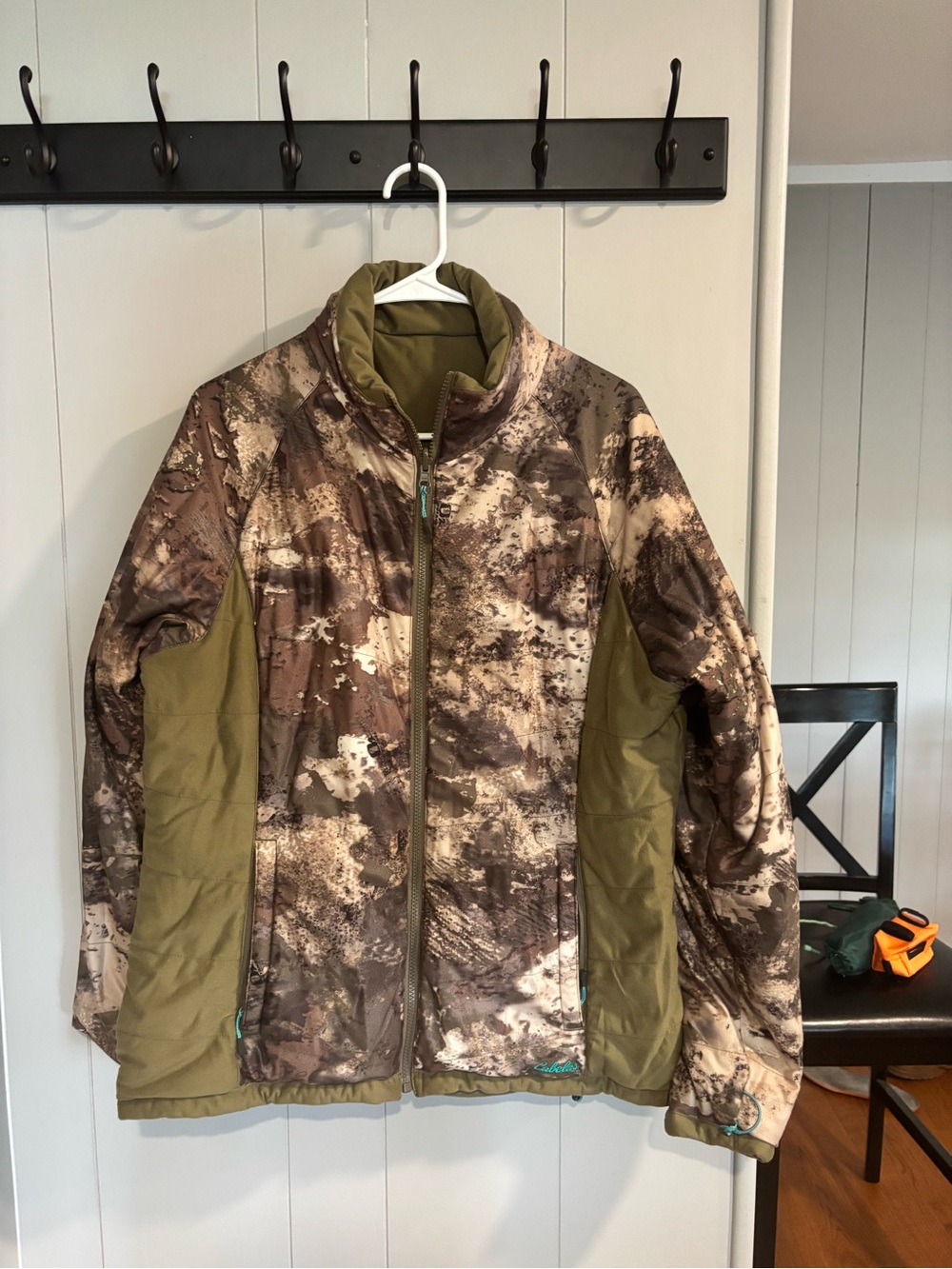 Cabela's Olive Green and Brown Camo Utility Jacket